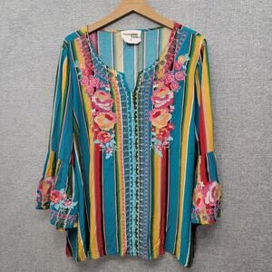 SAVANNA JANE ZARAPE MEXICAN STYLE BLOUSE, SIZE 1X